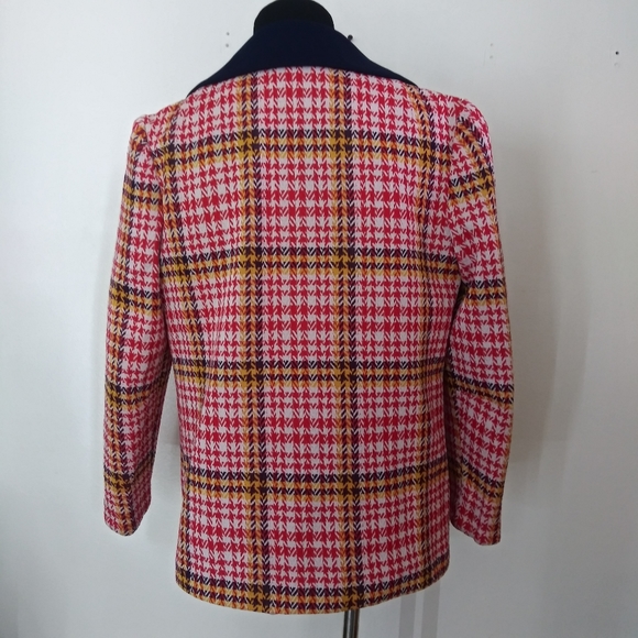 Vintage union made plaid double Knit open front jacket - Picture 8 of 12